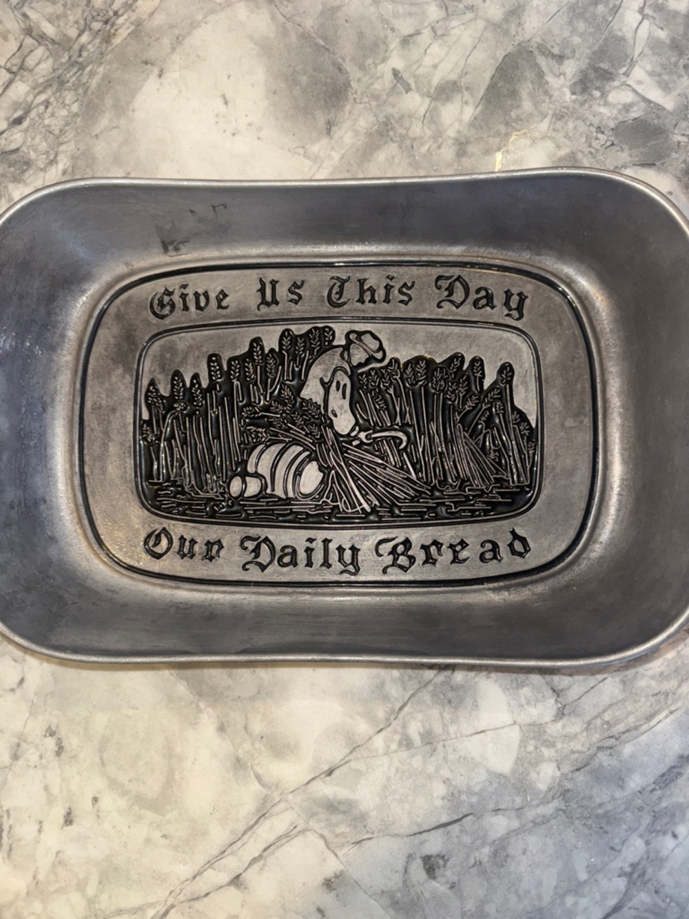 Pewter large bread tray Thomas Wilton Armetile Embossed RWP Medallion